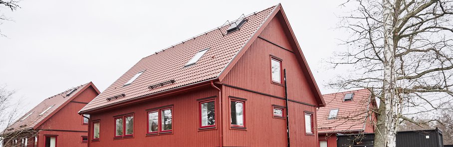 Nybyggt trähus i Väsjön.
