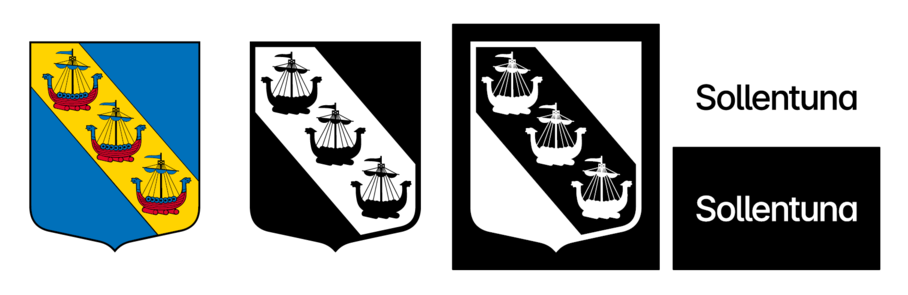 Sollentuna kommuns logotyp i olika färgställningar.