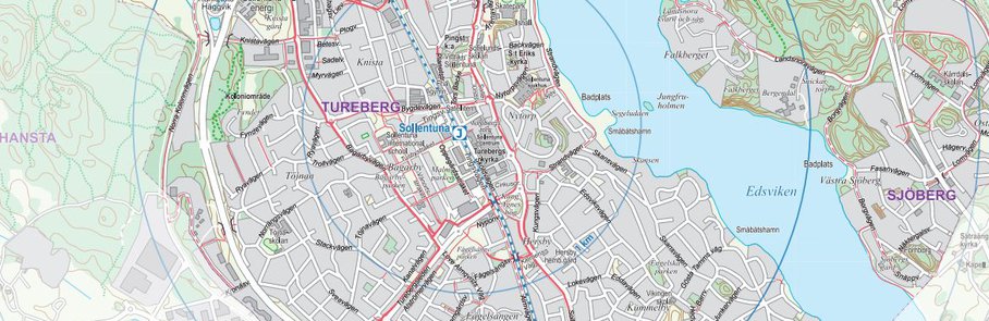 Cykelkarta över Sollentuna.